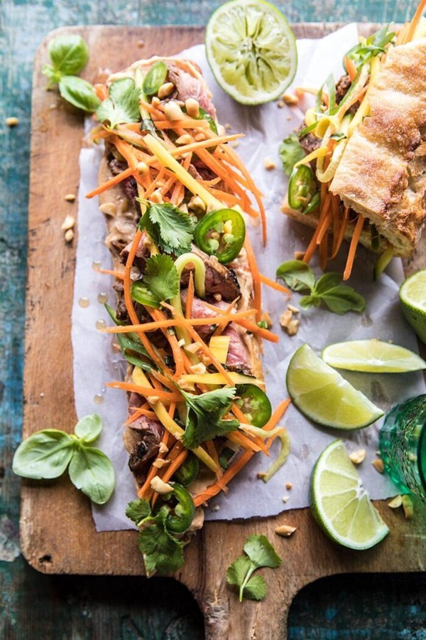 Thai basil steak salad sandwich