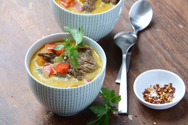 Thai beef coconut curry soup