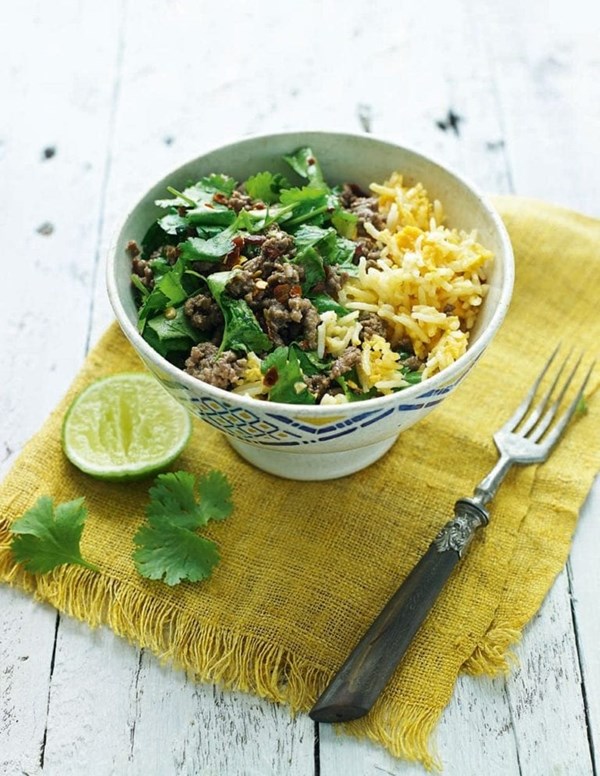 Thai beef larb with egg fried rice