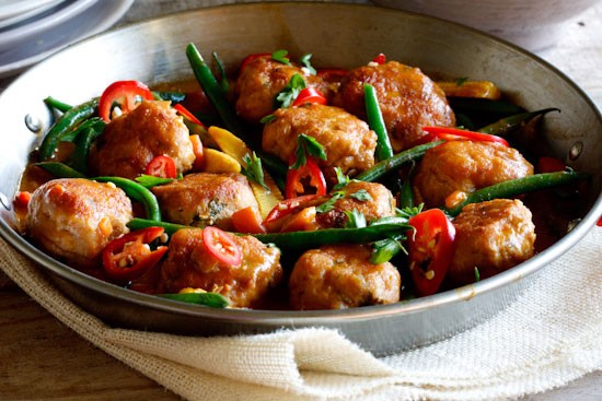 Thai chicken meatball curry with jasmine rice