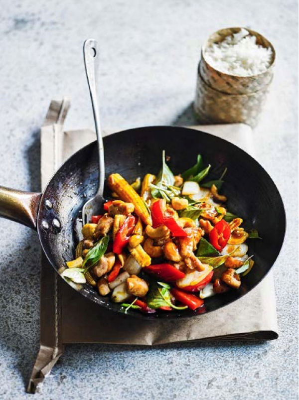 Thai chicken stir-fry with cashews and chilli jam sauce
