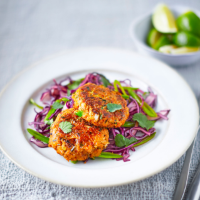 Thai crab cakes with spring slaw