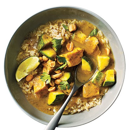 Thai curry stew with turkey and zucchini
