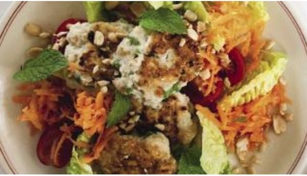 Thai fish cakes with cherry tomato salad