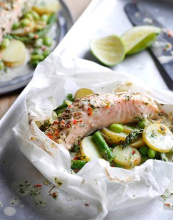 Thai-flavoured salmon parcels