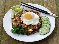 Thai fried rice with soft-yolk egg