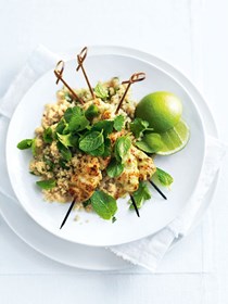 Thai green curry chicken skewers with ginger quinoa
