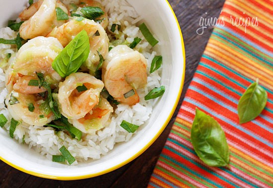 Thai green curry coconut shrimp with basil