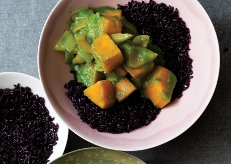 Thai green curry with butternut squash and yellow peppers