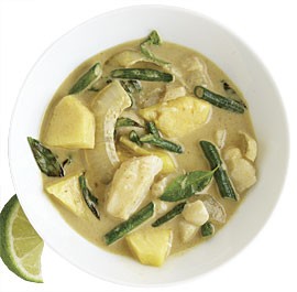 Thai green curry with fish and long beans