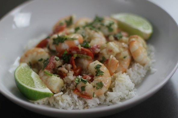 Thai green curry with prawns