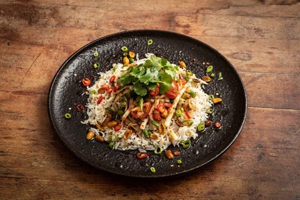 Thai green papaya salad with spiced roasted peanuts