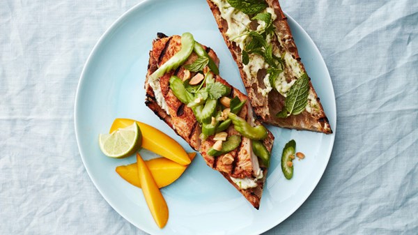 Thai grilled-chicken baguettes