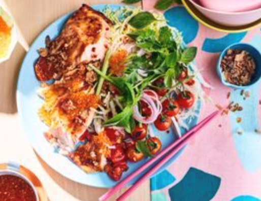 Thai-inspired caramelised salmon salad