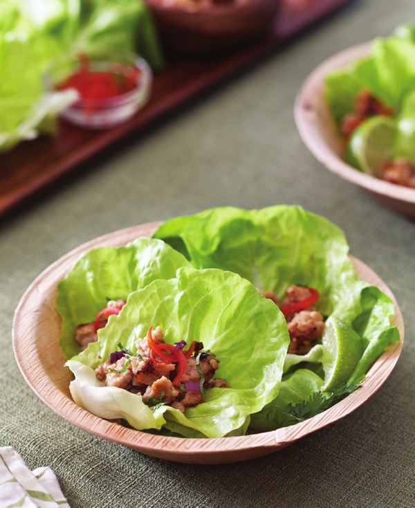 Thai larb chicken lettuce cups