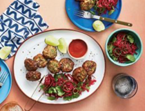 Thai lemon myrtle fish cakes with pickled cabbage and herb salad