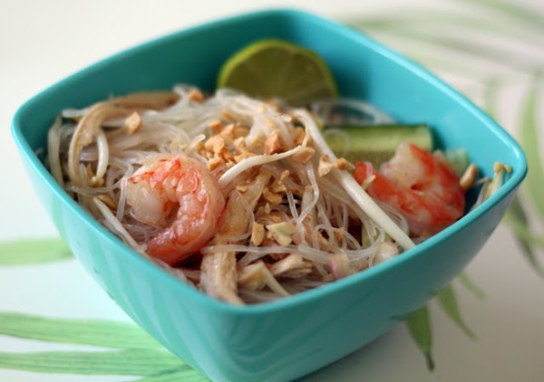 Thai noodle salad with turkey and shrimp