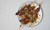 Thai onglet skewers with peanut dressing