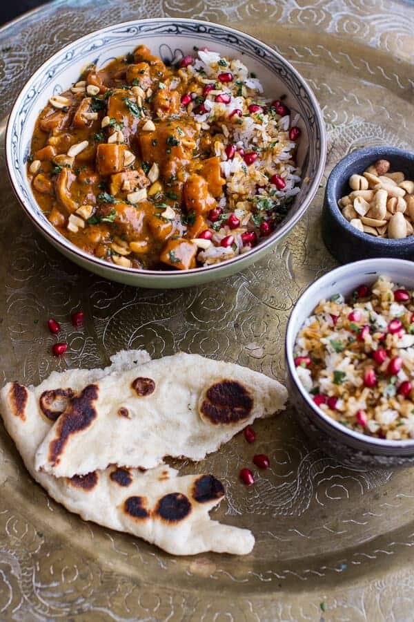 Thai peanut chicken and pumpkin curry w/sticky pomegranate rice