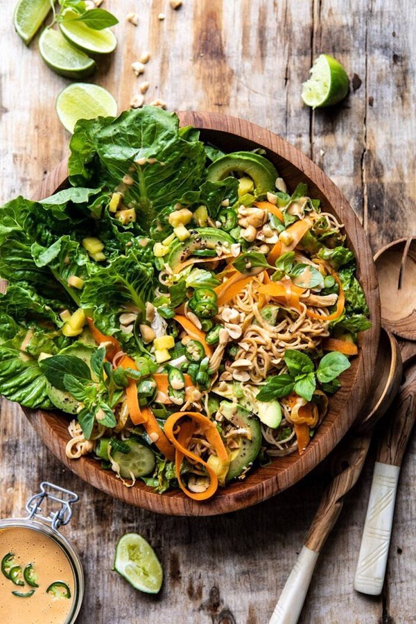 Thai peanut chicken ramen noodle salad
