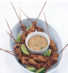Thai pork satays with Thai peanut sauce