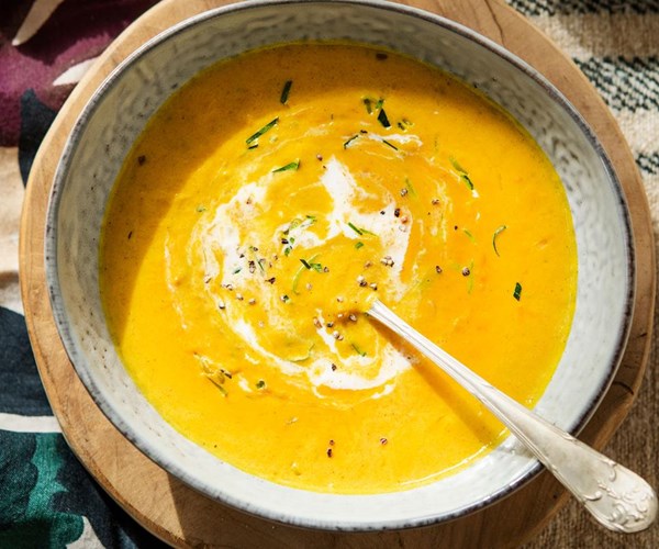 Thai pumpkin soup with coconut & lime