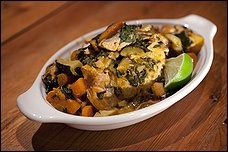Thai red curry salmon stew 