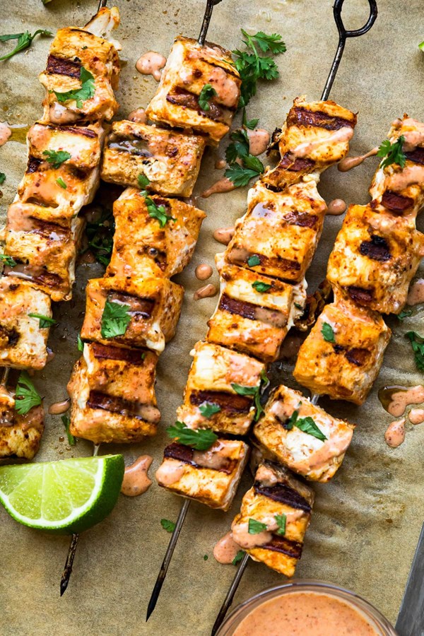 Thai red curry swordfish kebobs