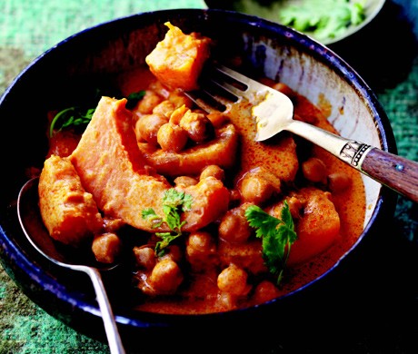 Thai red curry with butternut squash and chickpeas