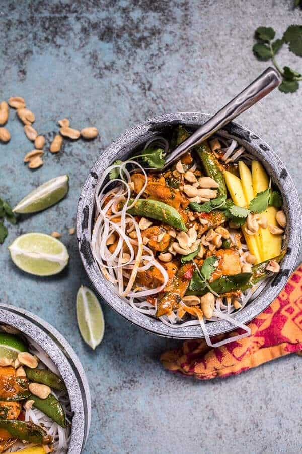 Thai red fish curry noodles