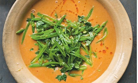 Thai red lentil soup with aromatic chilli oil