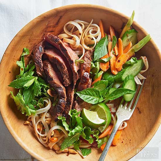 Thai rice noodle & grilled steak salad