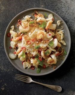 Thai seafood salad with fresh water chestnuts