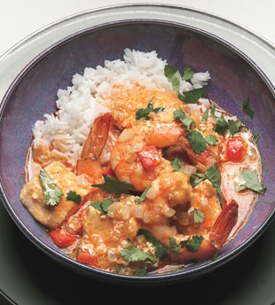 Thai shrimp-halibut curry