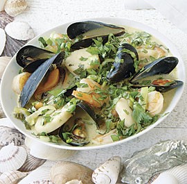 Thai shrimp, scallop, and mussel curry