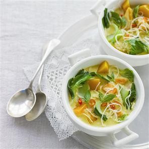 Thai-spiced butternut soup with rice noodles