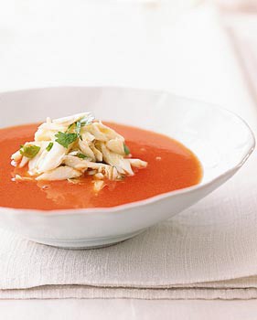 Thai-spiced watermelon soup with crabmeat