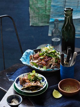 Thai-style barbecued quail with lemon pepper dipping sauce