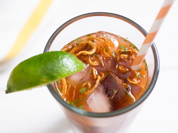 Thai-style bloody Mary with cilantro and fried shallots
