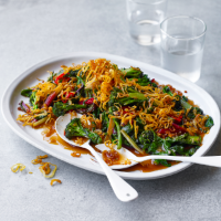 Thai-style fried greens with crispy shallots