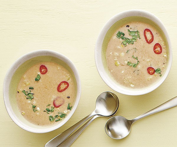 Thai-style grilled corn soup