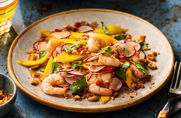 Thai-style mango, basil & prawn salad