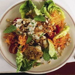 Thai-style peanut fish cakes and salad