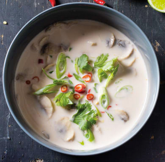 Thai-style pork soup with coconut milk