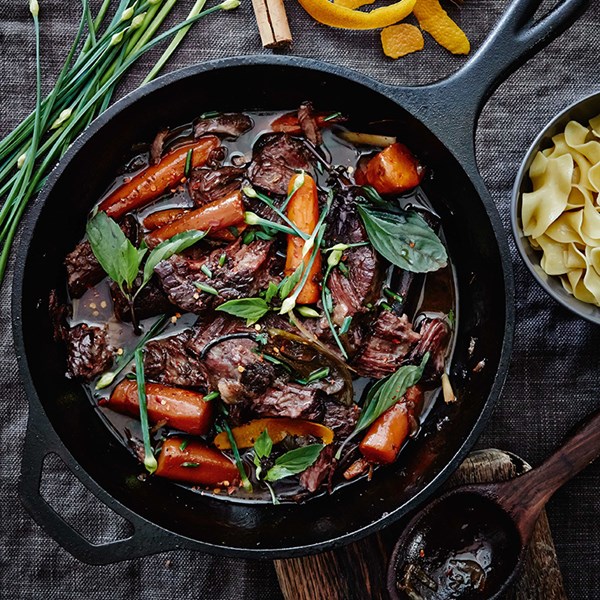 Thai-style pot roast with fat noodles