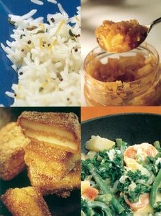 Thai tofu-cashew fritters with pineapple chutney and coconut-stewed vegetables