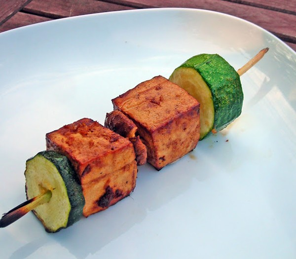 Thai tofu on lemongrass skewers