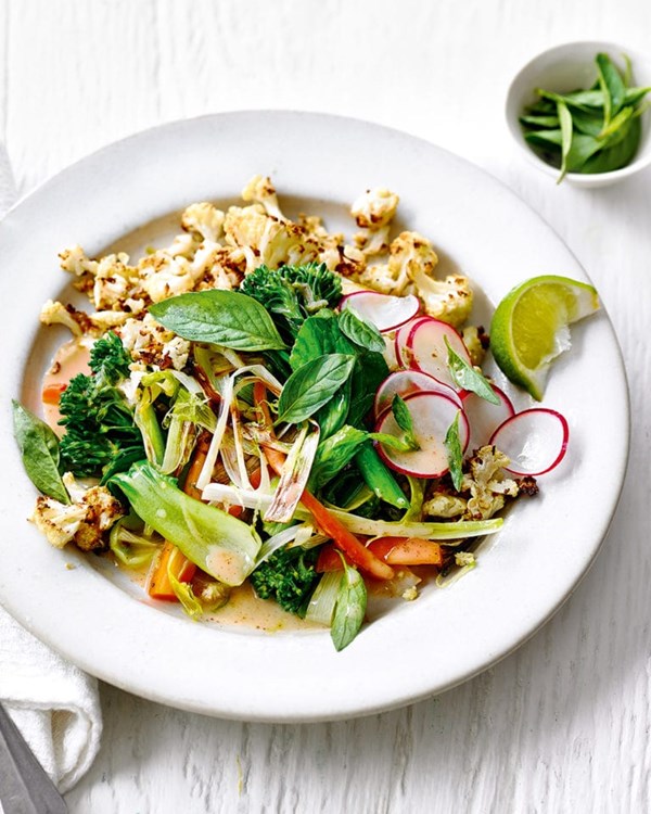 Thai vegetable curry with coconut chilli cauliflower 