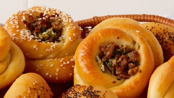 Thanksgiving-style sausage pogaca rolls