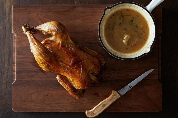 The best roast chicken with garlic and herb pan sauce